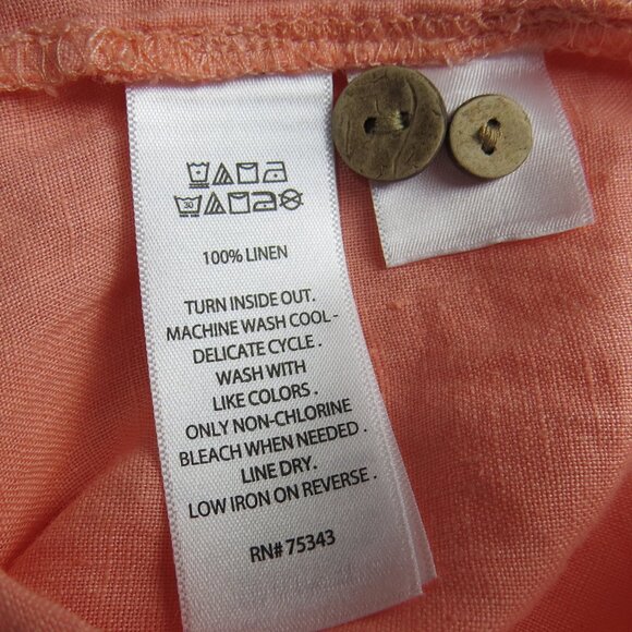 Sigrid Olsen 100% Linen Tunic Top SIZE Large Peachy Orange - Picture 10 of 10